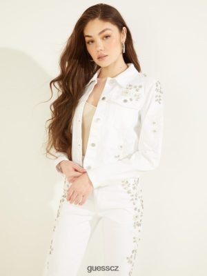 GUESS Czarna Torebka - GUESS Adoria zdobená džínové bunda Zlatá bílá ženy 2BRD222 oblečení