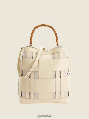 GUESS Czarna Torebka - GUESS Aida tkaná kožená taška hobo vypnuto ženy 2BRD2814 tašky