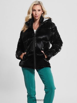 GUESS Czarna Torebka - GUESS Arktická kovová bunda Jet Black Multi ženy 2BRD1971 oblečení