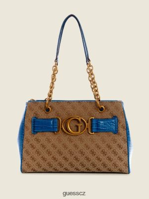 GUESS Czarna Torebka - GUESS Aviana Luxury Satchel latte/modrá ženy 2BRD3123 tašky