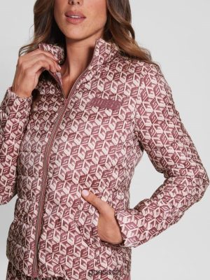 GUESS Czarna Torebka - GUESS Bunda Eireen Puffer G Cube Red Combo ženy 2BRD1974 oblečení