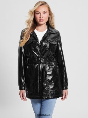 GUESS Czarna Torebka - GUESS Bunda Pax Faux-Theather černý ženy 2BRD1905 oblečení