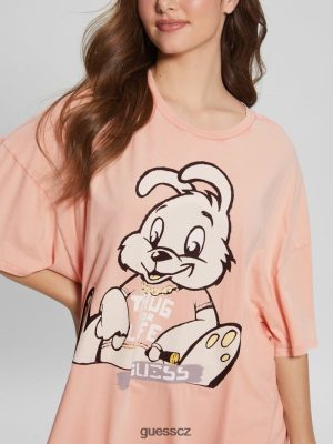 GUESS Czarna Torebka - GUESS Bunny nadměrné grafické tričko Ahoj Peach Multi ženy 2BRD1215 oblečení