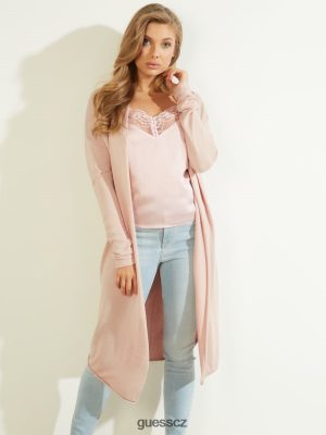 GUESS Czarna Torebka - GUESS Camille Open-Front Cardigan dolly růžová ženy 2BRD966 oblečení