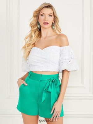 GUESS Czarna Torebka - GUESS Cassandra Crop Top Blanc pur ženy 2BRD987 oblečení