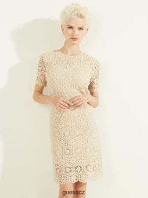 GUESS Czarna Torebka - GUESS Charlotte Crochet šaty Off White Multi ženy 2BRD912 oblečení