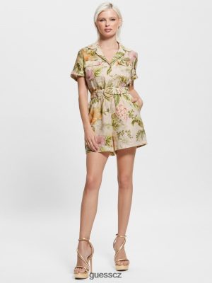 GUESS Czarna Torebka - GUESS Eco Cindy Linen Romper dědictví Hibiscus ženy 2BRD561 oblečení