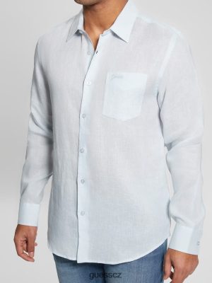 GUESS Czarna Torebka - GUESS Eco Island Linen tričko Polární modrá muži 2BRD3990 oblečení