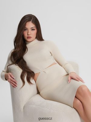 GUESS Czarna Torebka - GUESS Eco Jamia midi Twisted Rib Dress holubice bílá ženy 2BRD636 oblečení