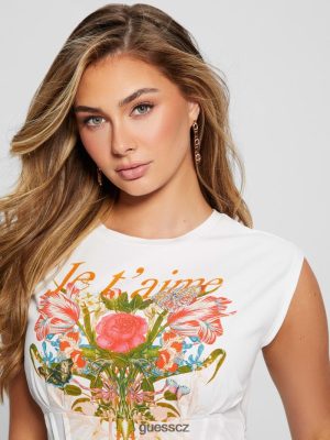 GUESS Czarna Torebka - GUESS Eco Je T'aime Corset Tee čistá bílá ženy 2BRD1047 oblečení