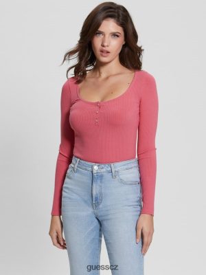 GUESS Czarna Torebka - GUESS Eco Karlee s dlouhým rukávem Henley Drift Pink ženy 2BRD1638 oblečení