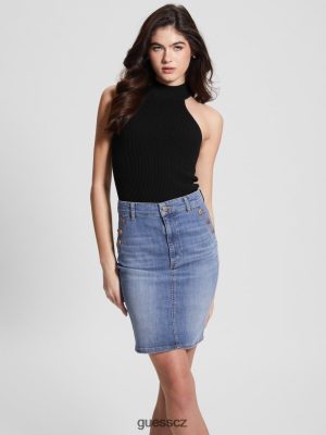 GUESS Czarna Torebka - GUESS Eco Shayna Mock Neck Top černý ženy 2BRD1155 oblečení