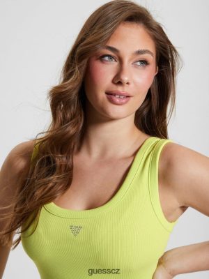 GUESS Czarna Torebka - GUESS Ekologický trojúhelník Bling Ribbed Tank Dusty Kiwi ženy 2BRD1023 oblečení