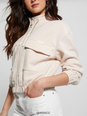 GUESS Czarna Torebka - GUESS Eufemia Cargo Zip-up svetr Neutrální mléko ženy 2BRD2460 oblečení