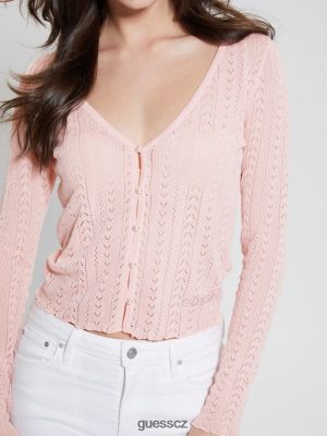 GUESS Czarna Torebka - GUESS Eve Knit Cardigan nízký klíč růžový Lurex ženy 2BRD954 oblečení
