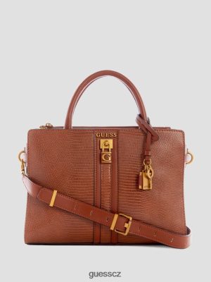GUESS Czarna Torebka - GUESS Ginevra textured elite Society Satchel koňak ženy 2BRD2835 tašky