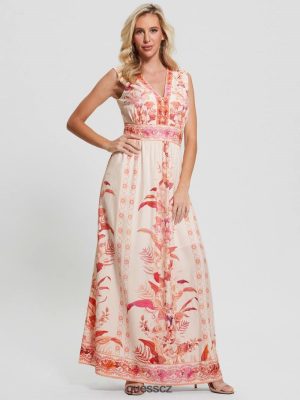 GUESS Czarna Torebka - GUESS Gisel vytištěné maxi šaty regenerovaná romantika ženy 2BRD435 oblečení