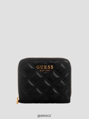 GUESS Czarna Torebka - GUESS Giully Malá peněženka na zip Černý květinový tisk ženy 2BRD3138 tašky