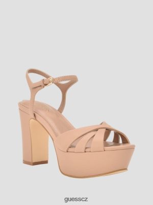 GUESS Czarna Torebka - GUESS Haylo Crisscross Platform Block paty Střední přirozené 101 ženy 2BRD3387 obuv