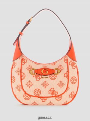 GUESS Czarna Torebka - GUESS Izzy logo hobo taška Oranžová/jasně oranžová ženy 2BRD3066 tašky