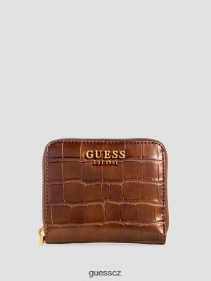 GUESS Czarna Torebka - GUESS James Croc malá peněženka na zip bronz ženy 2BRD3126 tašky