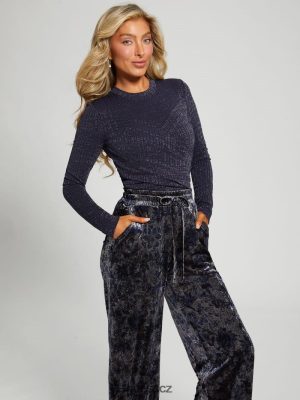 GUESS Czarna Torebka - GUESS Kaeli Top jiskřivá melange tmavě modrá ženy 2BRD1416 oblečení