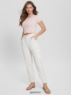 GUESS Czarna Torebka - GUESS Kalhové kalhoty Bowie Chino krémová bílá multi ženy 2BRD1998 oblečení