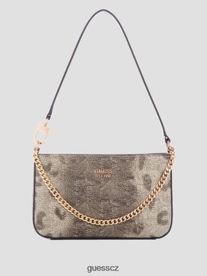 GUESS Czarna Torebka - GUESS Katey Python Mini Top-Zip rameno Honey Dew ženy 2BRD3054 tašky