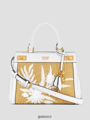 GUESS Czarna Torebka - GUESS Katey Straw Luxury Satchel Nové opálené myčky ženy 2BRD3309 tašky
