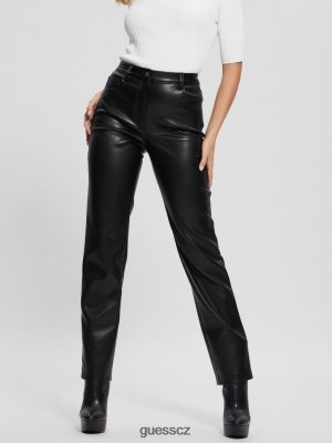 GUESS Czarna Torebka - GUESS Kelly Faux-theather rovné kalhoty černý ženy 2BRD2025 oblečení