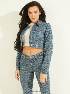 GUESS Czarna Torebka - GUESS Kostka geometrická oříznutá bunda Cube Wash ženy 2BRD213 oblečení