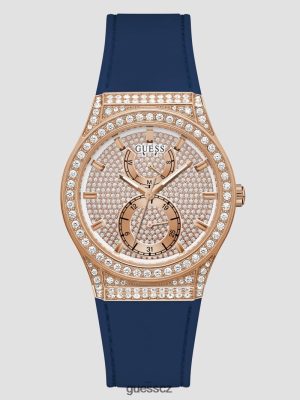 GUESS Czarna Torebka - GUESS Krystal silikonové multifunkční hodinky růžový zlatý tón a modrá ženy 2BRD3612 příslušenství