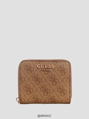 GUESS Czarna Torebka - GUESS Laurel malá peněženka na zip Latte logo ženy 2BRD3129 tašky