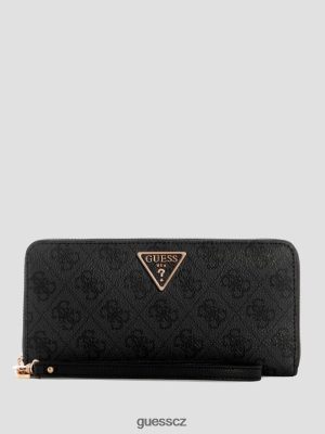 GUESS Czarna Torebka - GUESS Laurel velká peněženka na zip Cloud Wash ženy 2BRD3132 tašky