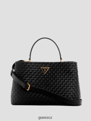 GUESS Czarna Torebka - GUESS Lisbet tkaný Satchel Černý květinový tisk ženy 2BRD2817 tašky