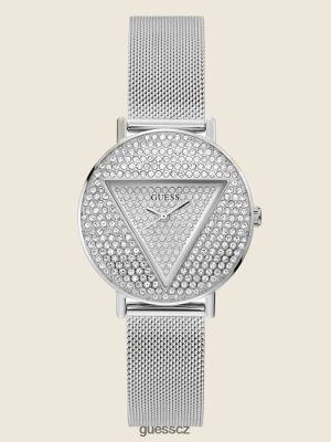 GUESS Czarna Torebka - GUESS Logo Analogové hodinky stříbro ženy 2BRD3579 příslušenství