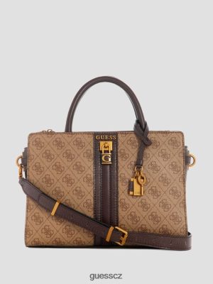 GUESS Czarna Torebka - GUESS Logo Ginevra Elite Society Satchel Latte logo ženy 2BRD2952 tašky
