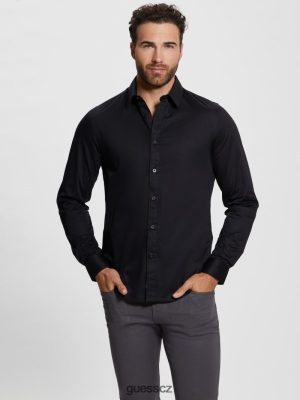 GUESS Czarna Torebka - GUESS Luxe Stretch Shirt černý muži 2BRD3975 oblečení