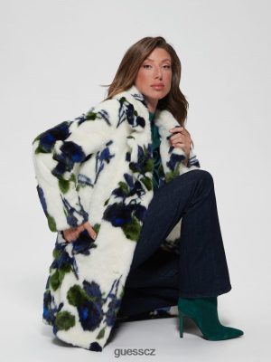 GUESS Czarna Torebka - GUESS Magda Faux-Fur Coat Fantasy Flower Blue Combo ženy 2BRD1914 oblečení