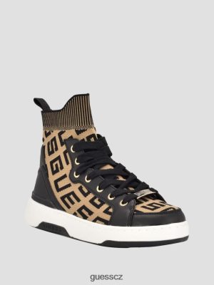 GUESS Czarna Torebka - GUESS Mannen Logo Pletení tenisky s vysokým vrcholem Středně hnědá ženy 2BRD3336 obuv