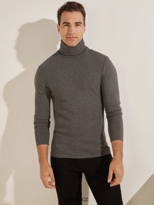 GUESS Czarna Torebka - GUESS Mateo Turtleneck Tee Tmavé uhlí Heather muži 2BRD4095 oblečení