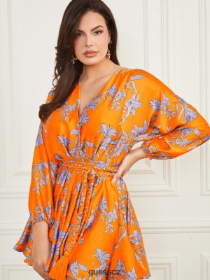 GUESS Czarna Torebka - GUESS Maya zabalit šaty Sunburst Orange ženy 2BRD480 oblečení