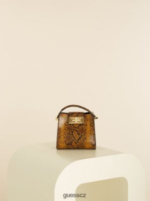 GUESS Czarna Torebka - GUESS Monia Python Print Leather Mini Satchel olivový ženy 2BRD3312 tašky
