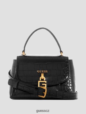 GUESS Czarna Torebka - GUESS Montreal Faux-Crocodile Mini Crossbody Černý květinový tisk ženy 2BRD2784 tašky