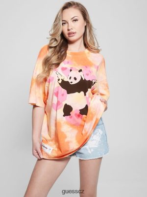 GUESS Czarna Torebka - GUESS Nadměrně velikost Panda Lounge Tee Orange Slushie Multi ženy 2BRD1062 oblečení