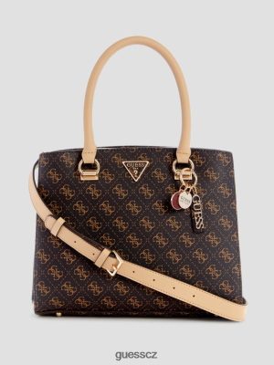 GUESS Czarna Torebka - GUESS Noelle Quattro g přítelkyně Satchel Brown Multi ženy 2BRD3234 tašky