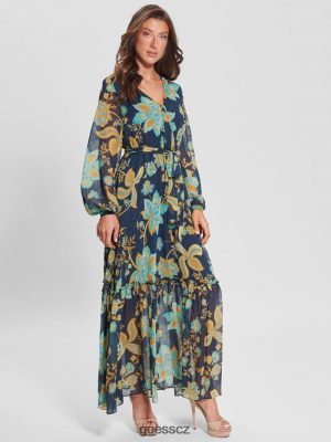 GUESS Czarna Torebka - GUESS Oriane Maxi šaty Příroda dívka tisk ženy 2BRD792 oblečení