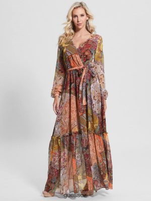 GUESS Czarna Torebka - GUESS Oriane Maxi šaty Paisley Fields Print ženy 2BRD774 oblečení