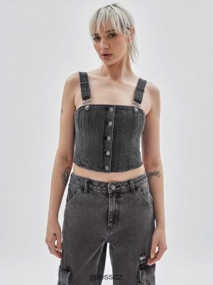 GUESS Czarna Torebka - GUESS Originals Bustier Denim Top Jděte umyté šedě unisex 2BRD1359 oblečení