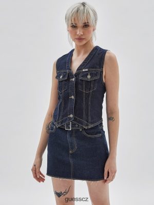 GUESS Czarna Torebka - GUESS Originals Denim Vest Jděte vinobraní tmavé mytí unisex 2BRD1383 oblečení